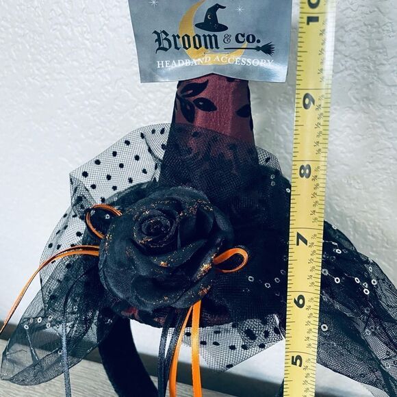 Halloween Witch Hat Gothic Lace Mesh Headband Headpiece - Picture 2 of 3